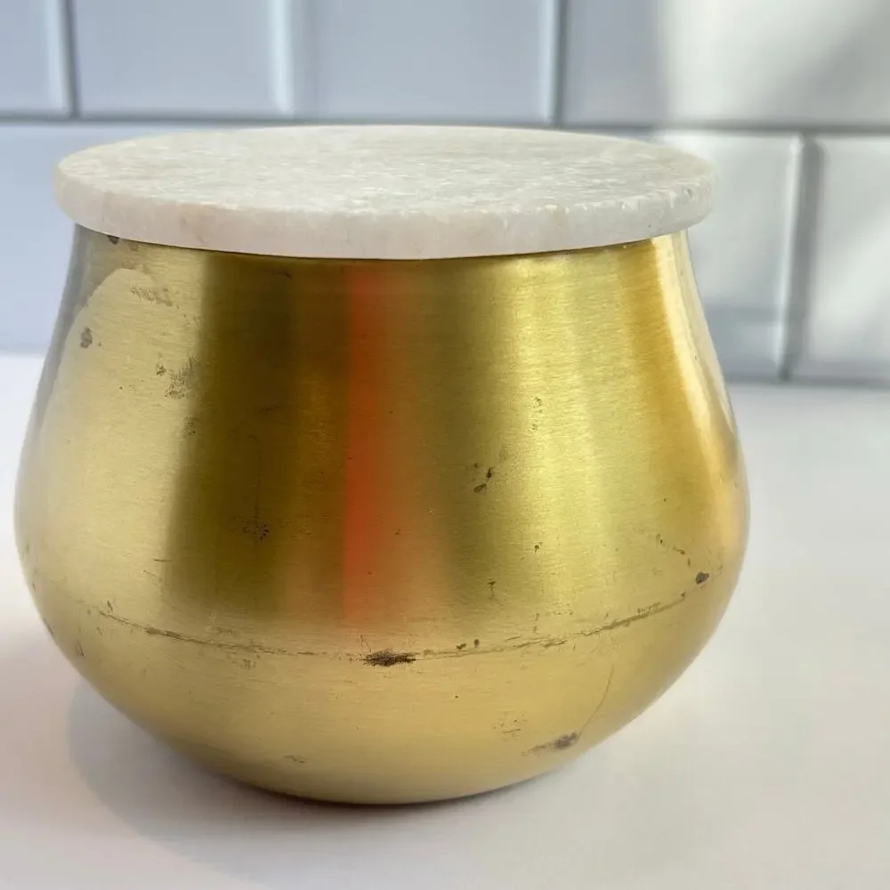 Capri Blue Volcano Mercury Gold Candle Marble Lid Lightly Used